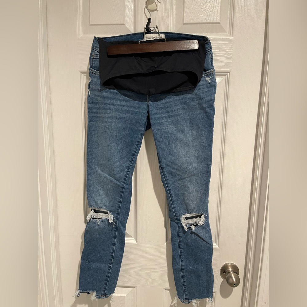 Abercrombie & Fitch Maternity Super Skinny Distressed Ankle Jeans